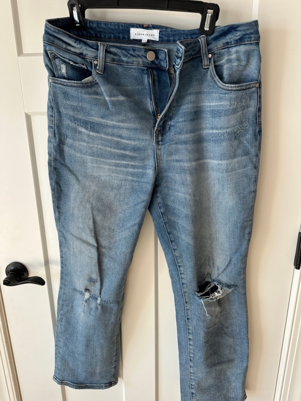 Rag & Bone Light Blue Cropped Distressed Jeans
